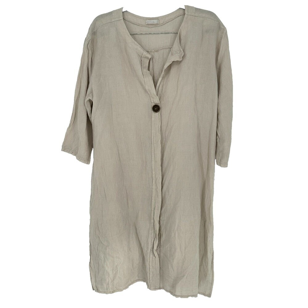 I Love Linen Womens 100% Italian Linen Dress Size S/M Lagenlook Oversized Beachy
